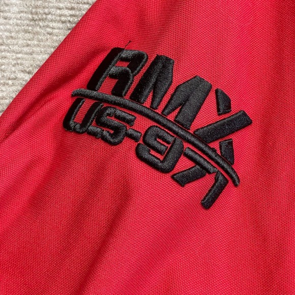 adidas Remix US 971 Jacket Men's Medium Red 1/2 Zip Lined Hooded Water Resistant - Picture 4 of 16